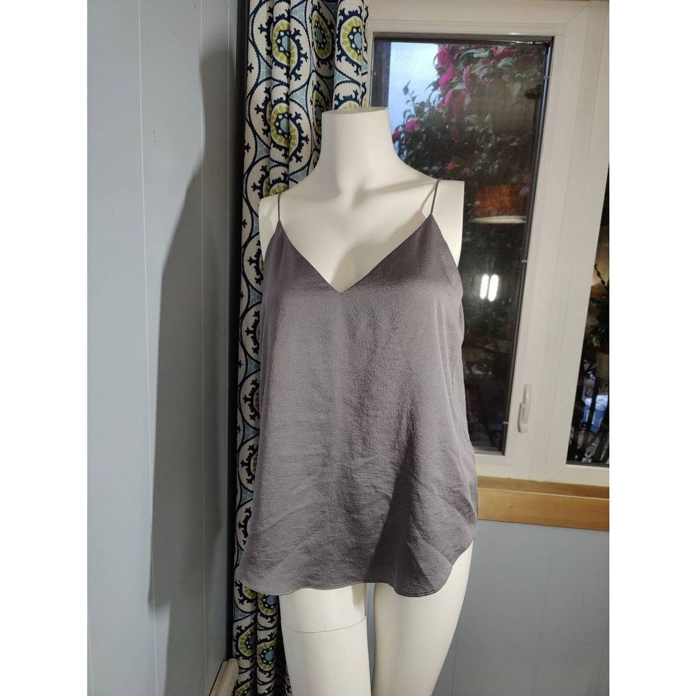 Express Gray Satin-Look V-Neck Camisole